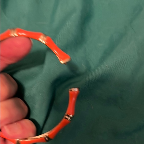 Enamel Coral Bamboo Bracelet-Clamper - Picture 2 of 3